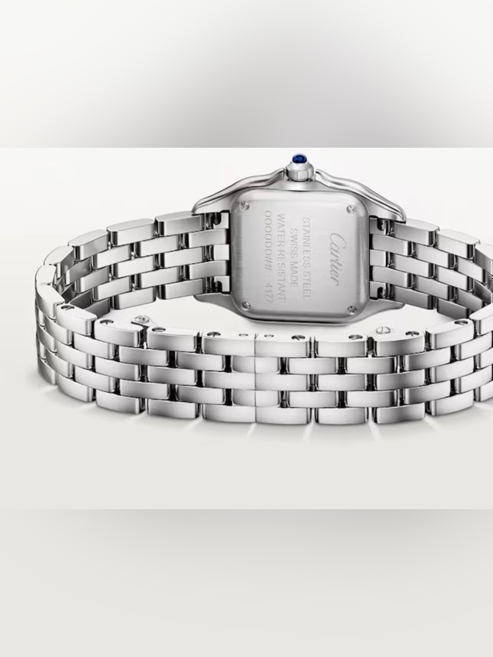 Cartier Silver Stainless Steel Women's Bracelet Watch with Blue Accents - Picture 4 of 13